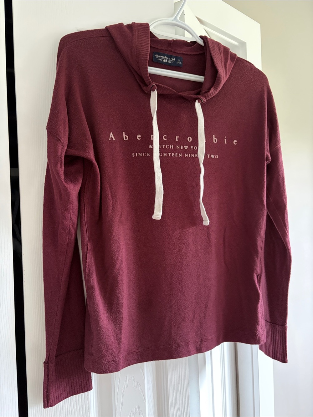 Abercrombie & Fitch Women's Burgundy Cowl-Neck Hoodie Sweater